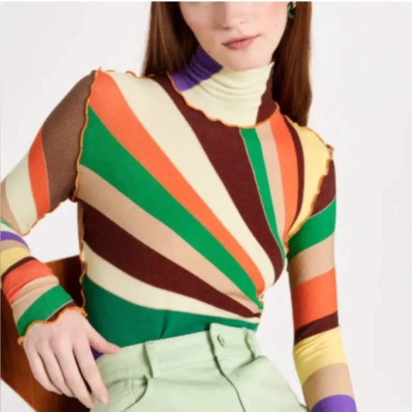 SIEDRES Tops - Siedre‎ Cody Graphic Print High Neck Top In Multicolor Size Small